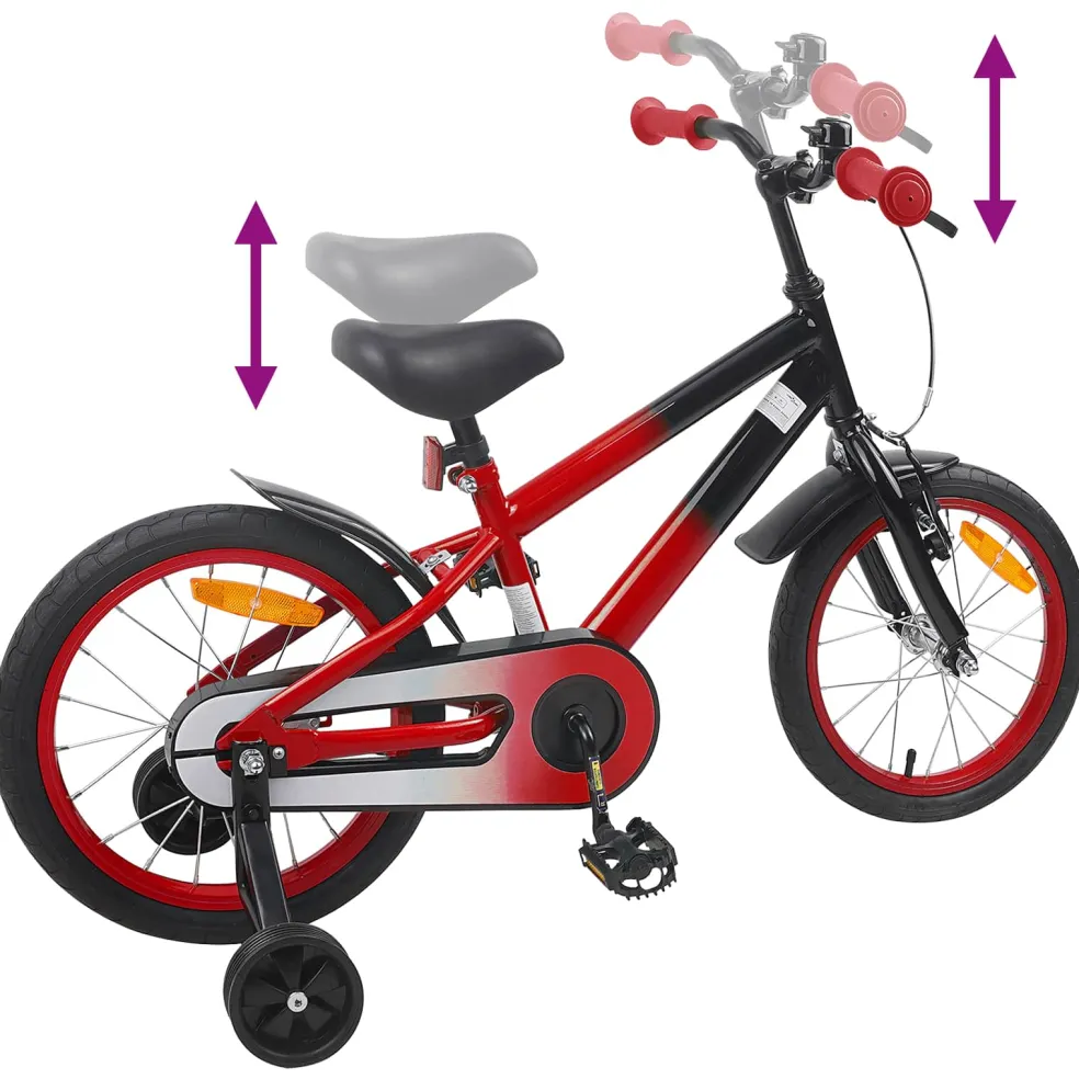 vidaXL Kinderfiets 16 Inch voor 4-6 jaar oud Rood Zwart