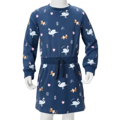 vidaXL Kinderjurk met lange mouwen 104 marineblauw