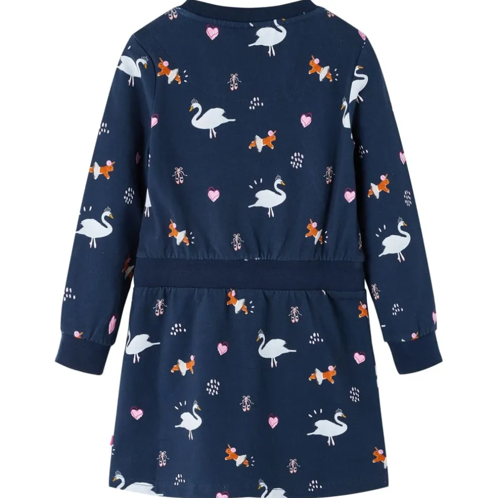 vidaXL Kinderjurk met lange mouwen 104 marineblauw