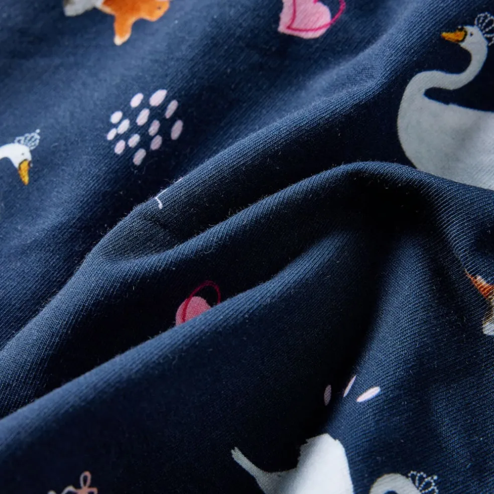 vidaXL Kinderjurk met lange mouwen 104 marineblauw