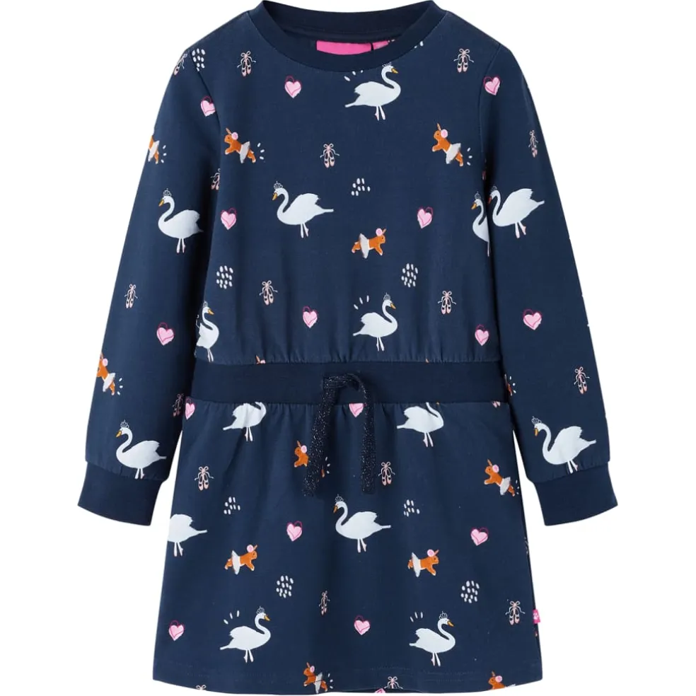 vidaXL Kinderjurk met lange mouwen 104 marineblauw