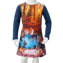 vidaXL Kinderjurk met lange mouwen 116 marineblauw