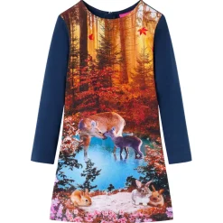vidaXL Kinderjurk met lange mouwen 116 marineblauw