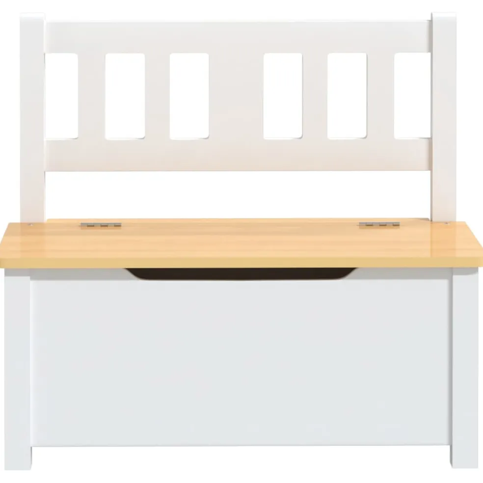 vidaXL Kinderopbergbankje 60x30x55 cm MDF wit en beige