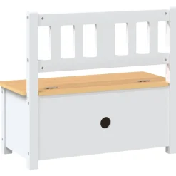 vidaXL Kinderopbergbankje 60x30x55 cm MDF wit en beige