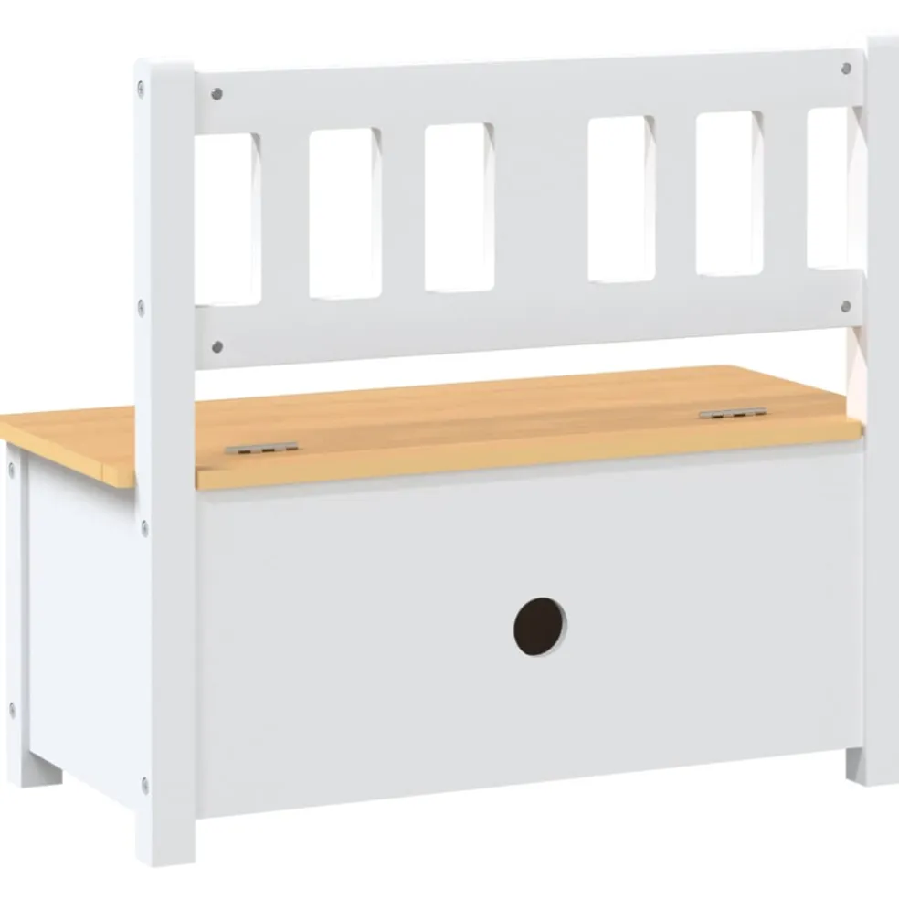 vidaXL Kinderopbergbankje 60x30x55 cm MDF wit en beige