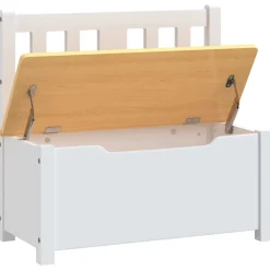 vidaXL Kinderopbergbankje 60x30x55 cm MDF wit en beige