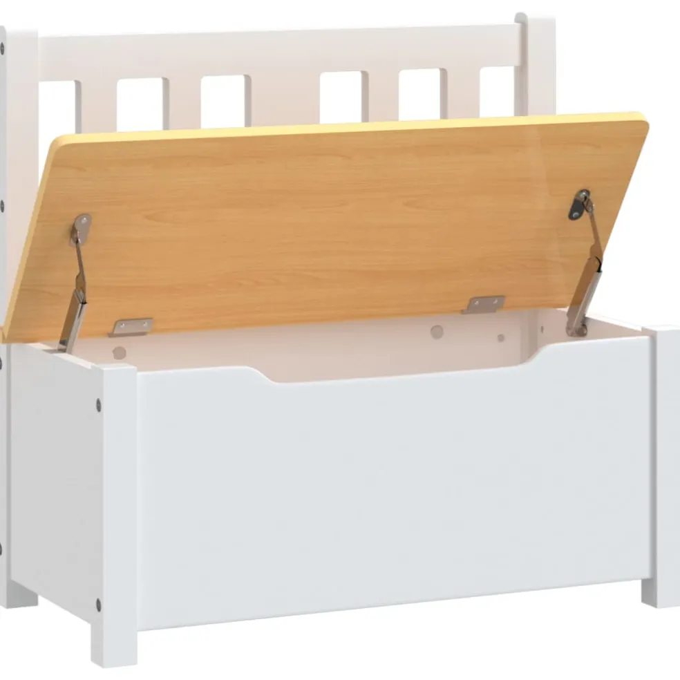 vidaXL Kinderopbergbankje 60x30x55 cm MDF wit en beige