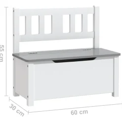 vidaXL Kinderopbergbankje 60x30x55 cm MDF wit en grijs
