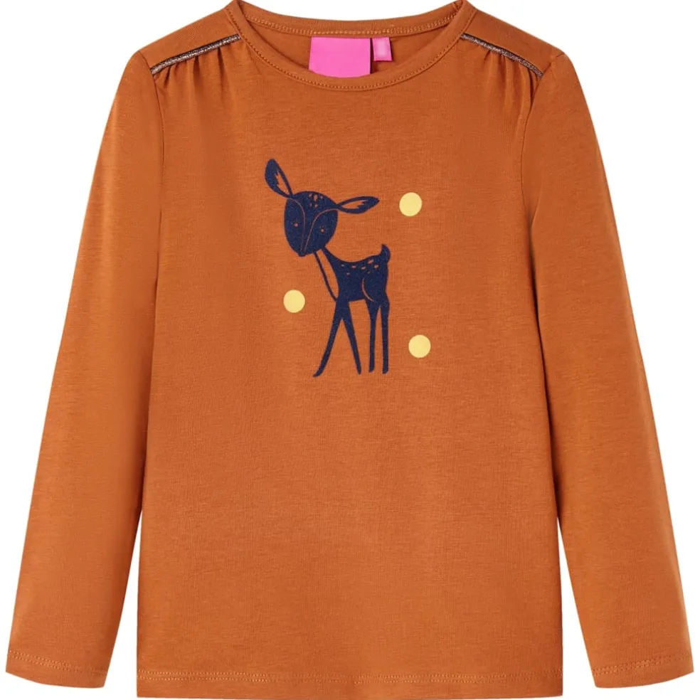 vidaXL Kindershirt met lange mouwen 92 cognackleurig
