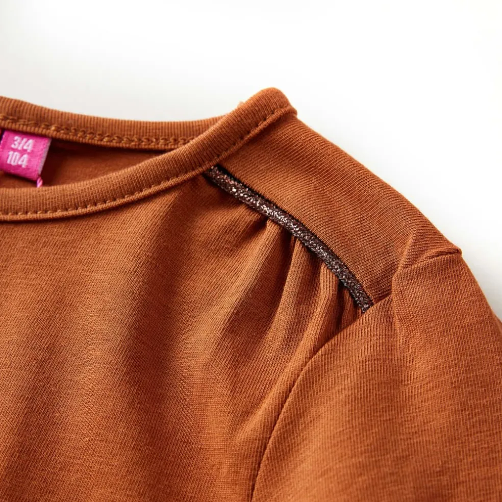 vidaXL Kindershirt met lange mouwen 92 cognackleurig