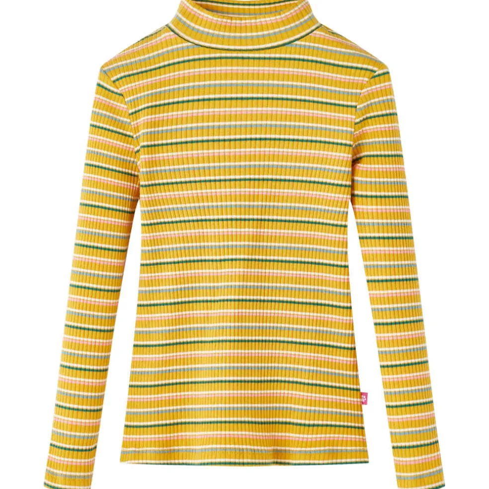 vidaXL Kindershirt met lange mouwen 104 gestreept okerkleurig