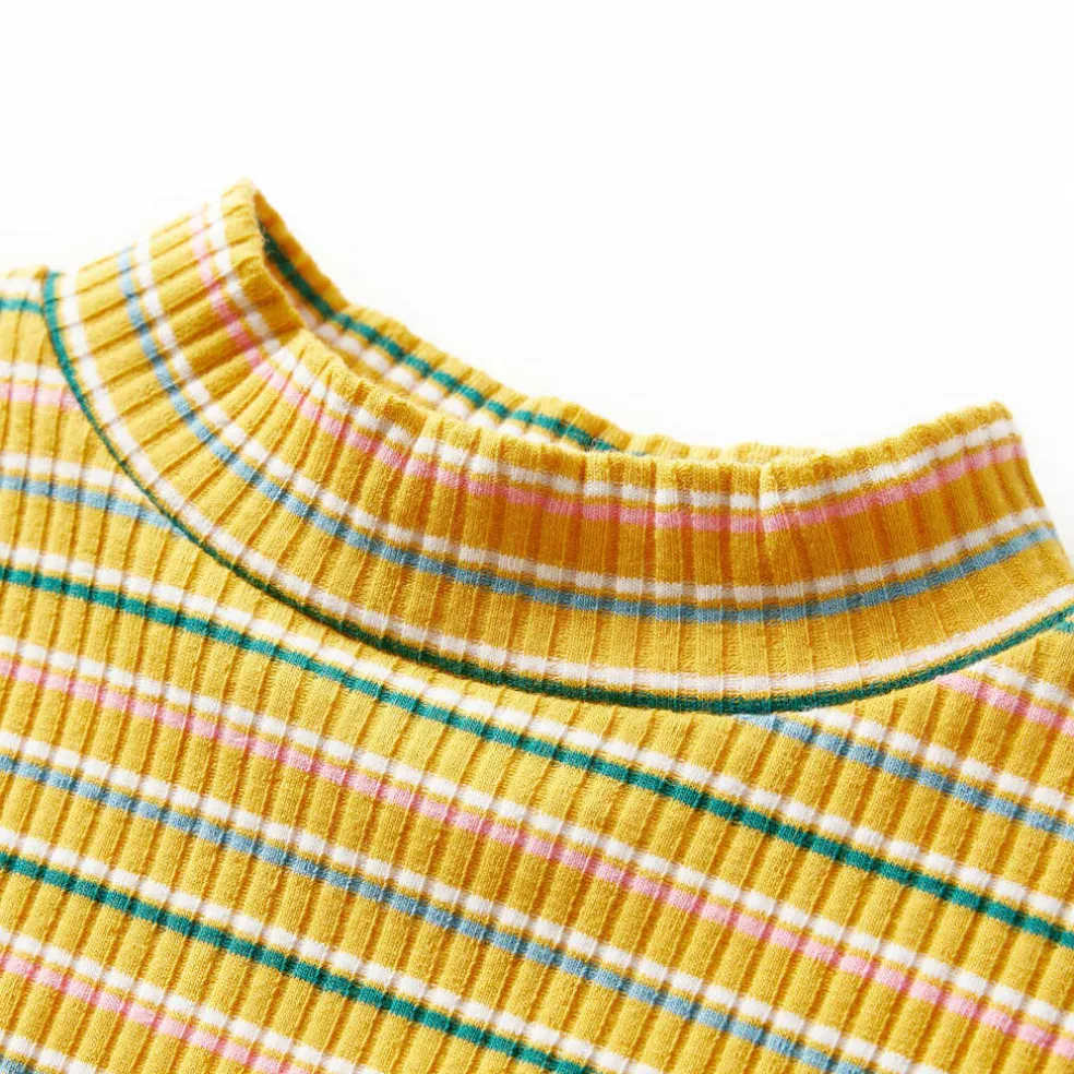 vidaXL Kindershirt met lange mouwen 104 gestreept okerkleurig