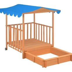 vidaXL Kinderspeelhuis met zandbak UV50 vurenhout blauw