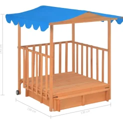vidaXL Kinderspeelhuis met zandbak UV50 vurenhout blauw