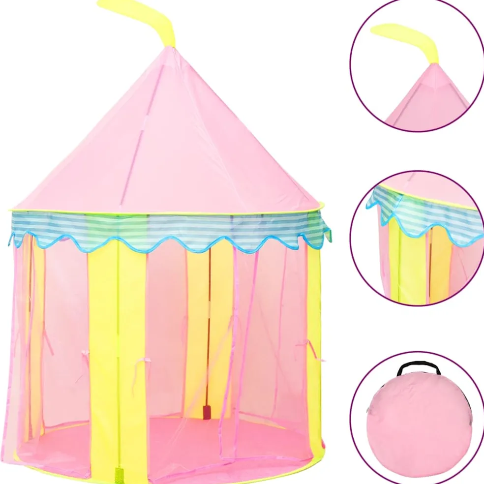 vidaXL Kinderspeeltent met 250 ballen 100x100x127 cm roze