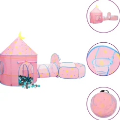 vidaXL Kinderspeeltent met 250 ballen 102x102x82 cm roze