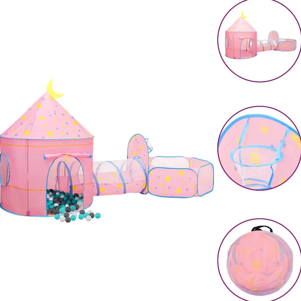 vidaXL Kinderspeeltent met 250 ballen 102x102x82 cm roze