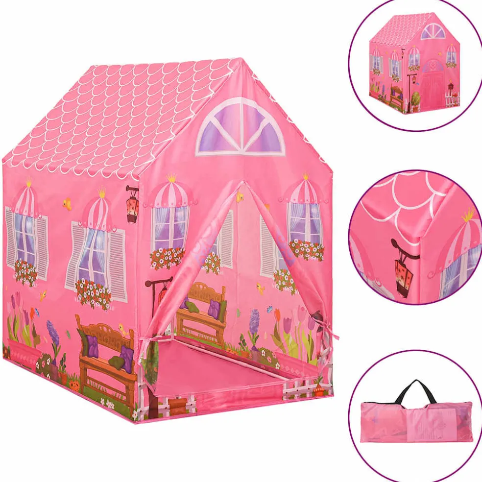 vidaXL Kinderspeeltent met 250 ballen 69x94x104 cm roze