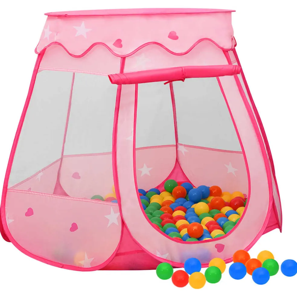 vidaXL Kinderspeeltent met 250 ballen 102x102x82 cm roze