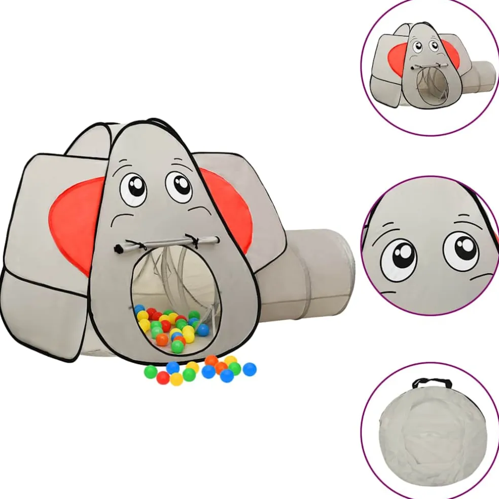 vidaXL Kinderspeeltent met 250 ballen olifant 174x86x101 cm grijs