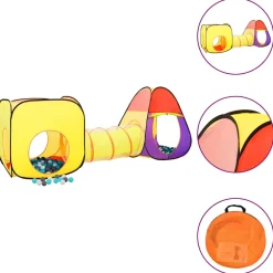 vidaXL Kinderspeeltent met 250 ballen 255x80x100 cm meerkleurig