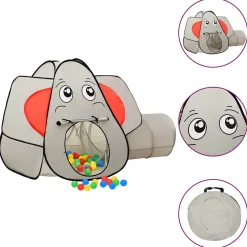 vidaXL Kinderspeeltent Olifant 174x86x101 cm grijs