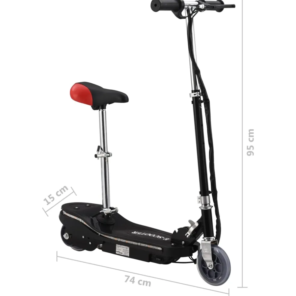 vidaXL Kinderstep met zadel en LED 120 W zwart