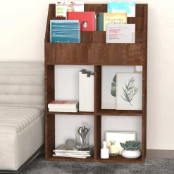 vidaXL Kindertijdschriftenrek 71x30x114 cm bewerkt hout bruineiken
