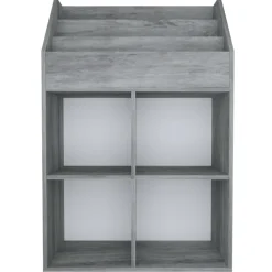 vidaXL Kindertijdschriftenrek 71x30x114 cm bewerkt hout betongrijs
