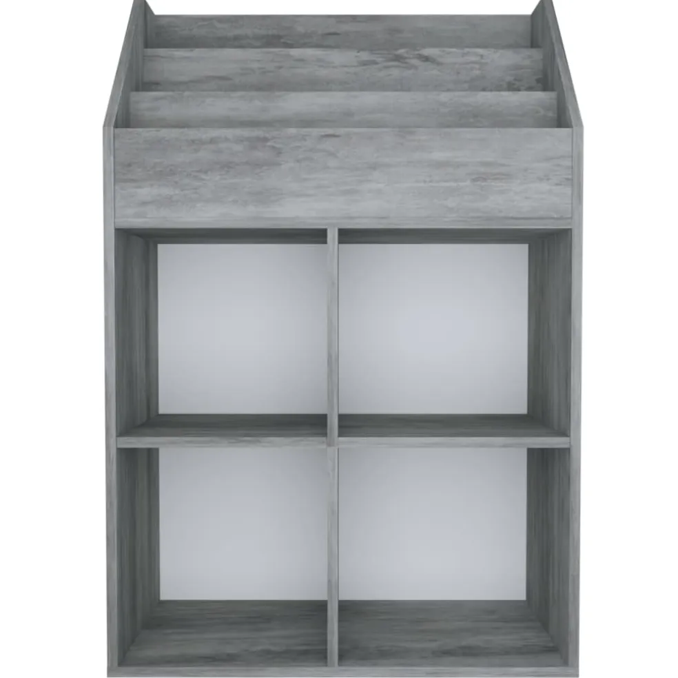 vidaXL Kindertijdschriftenrek 71x30x114 cm bewerkt hout betongrijs
