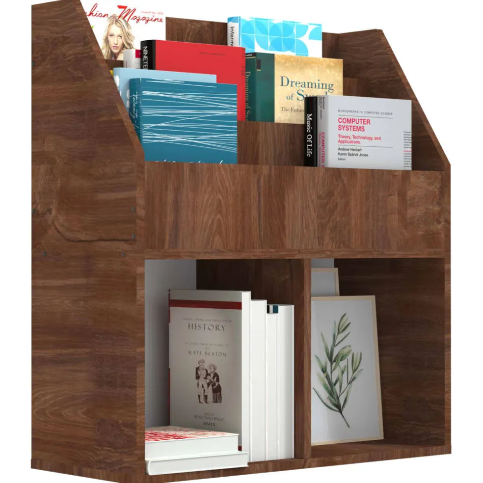 vidaXL Kindertijdschriftenrek 71x30x78,5 cm bewerkt hout bruineiken
