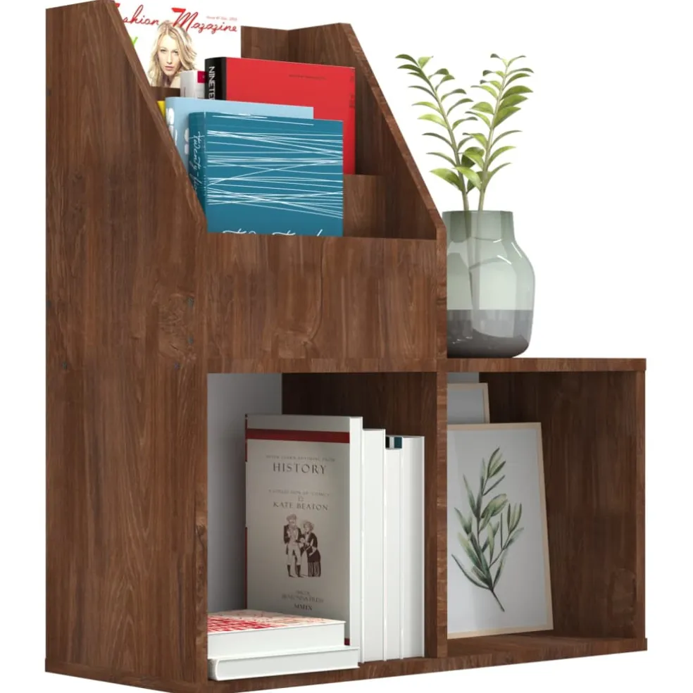 vidaXL Kindertijdschriftenrek 71x30x78,5 cm bewerkt hout bruineiken