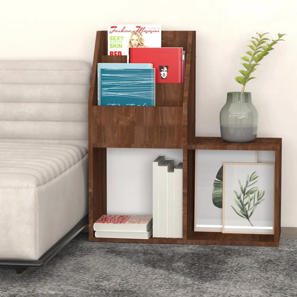vidaXL Kindertijdschriftenrek 71x30x78,5 cm bewerkt hout bruineiken