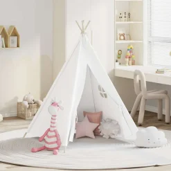 vidaXL Kindertipitent met tas 120x120x150 cm peachskin wit