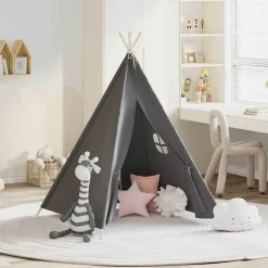 vidaXL Kindertipitent met tas 120x120x150 cm peachskin grijs