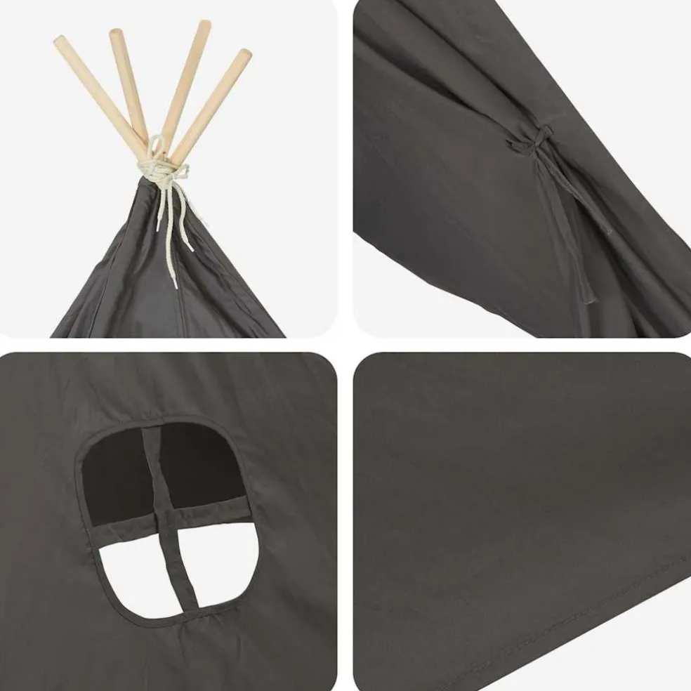 vidaXL Kindertipitent met tas 120x120x150 cm peachskin grijs
