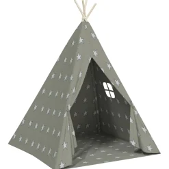 vidaXL Kindertipitent met tas 115x115x160 cm polyester grijs
