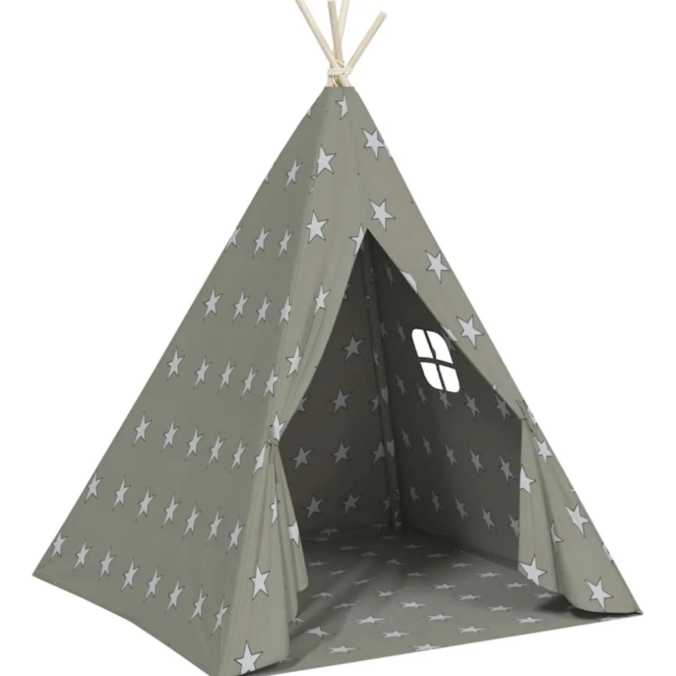 vidaXL Kindertipitent met tas 115x115x160 cm polyester grijs