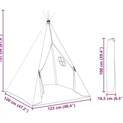 vidaXL Kindertipitent met tas 115x115x160 cm polyester grijs