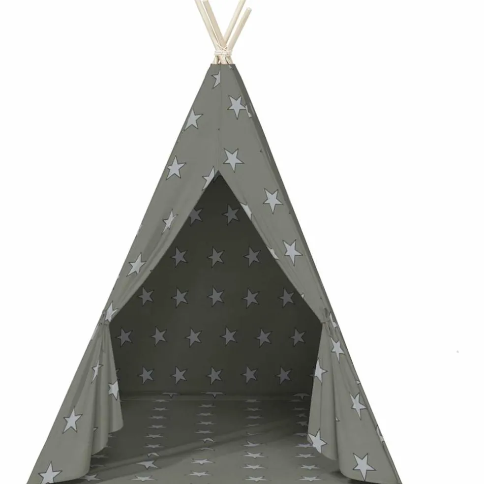 vidaXL Kindertipitent met tas 115x115x160 cm polyester grijs