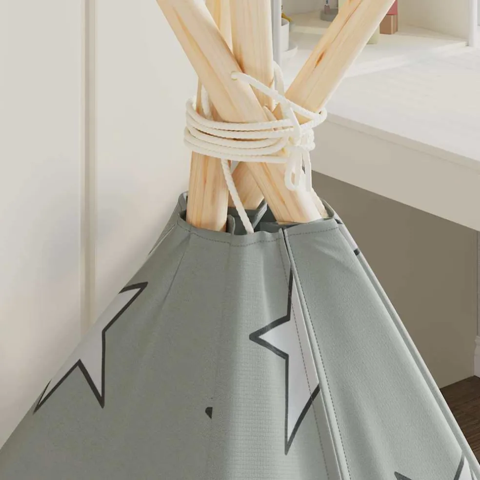 vidaXL Kindertipitent met tas 115x115x160 cm polyester grijs