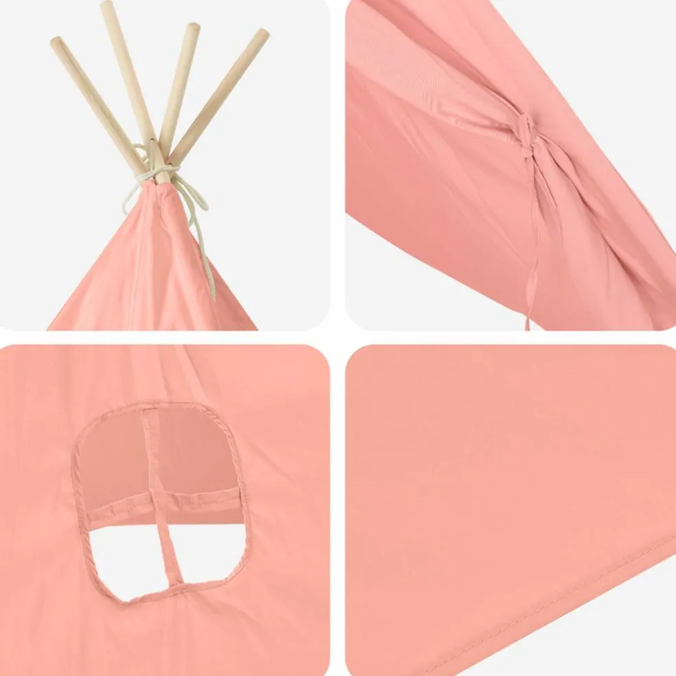 vidaXL Kindertipitent met tas 120x120x150 cm peachskin roze