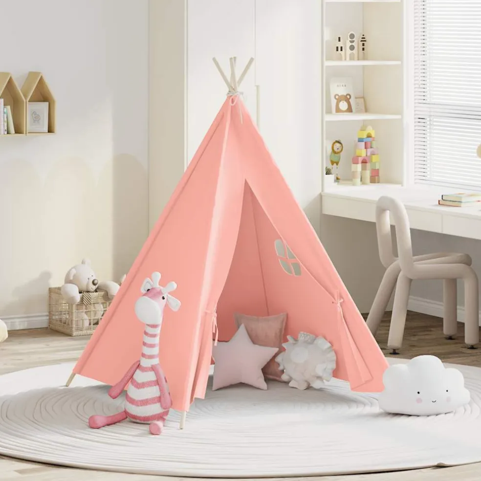 vidaXL Kindertipitent met tas 120x120x150 cm peachskin roze