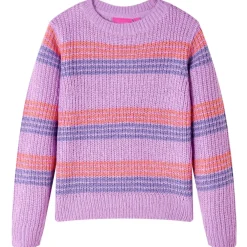 vidaXL Kindertrui gebreid met strepen 92 lila en roze