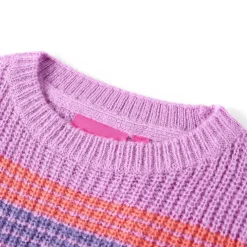 vidaXL Kindertrui gebreid met strepen 92 lila en roze