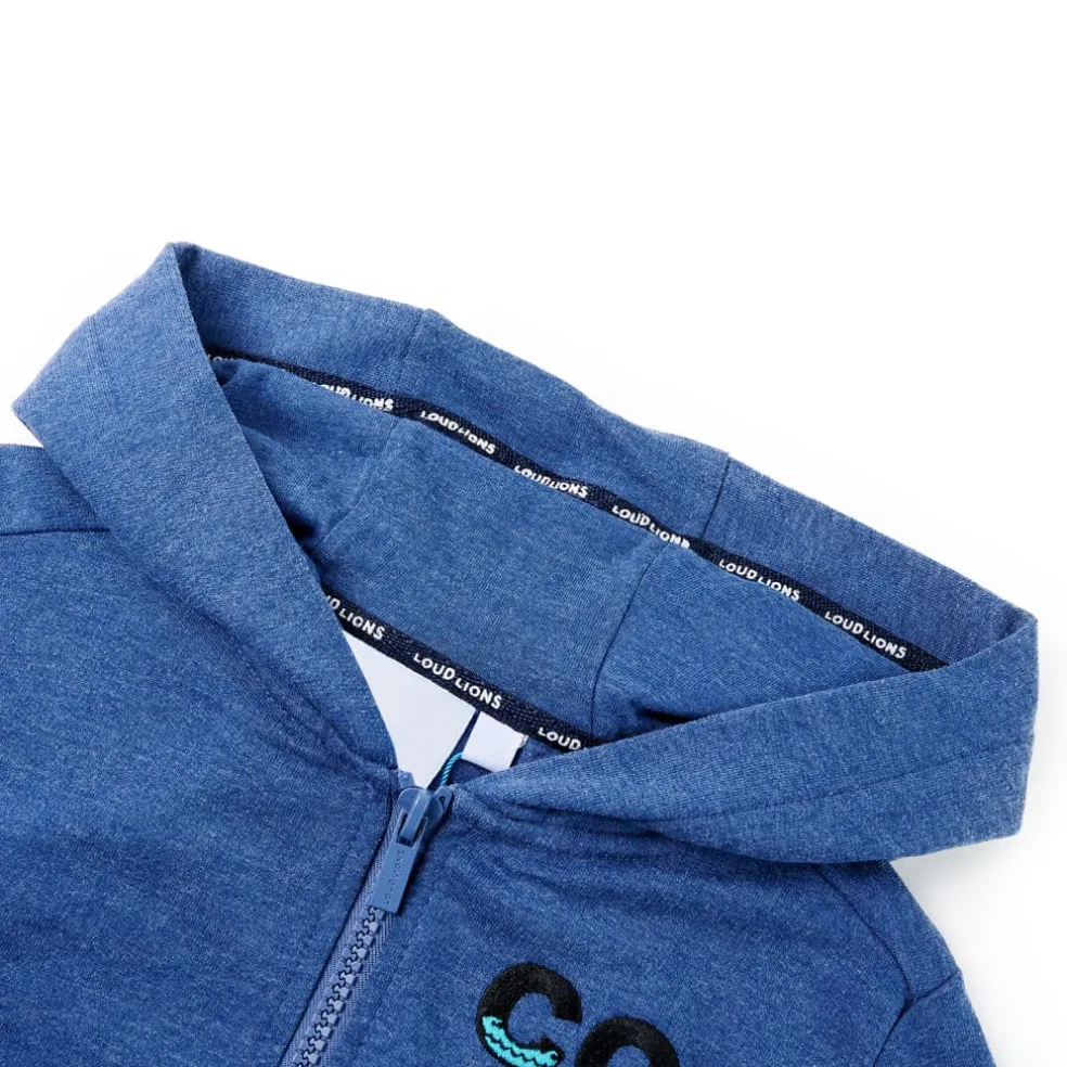 vidaXL Kindervest met capuchon en rits 92 gemêleerd donkerblauw
