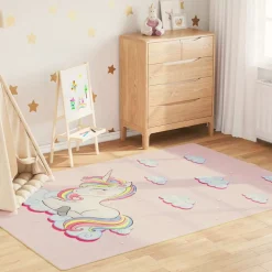 vidaXL Kindervloerkleed eenhoorn wasbaar 160x230 cm groen