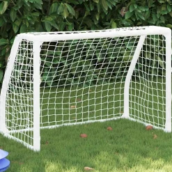 vidaXL Kindervoetbaldoelen 2 st met bal 64x35x48 cm metaal wit