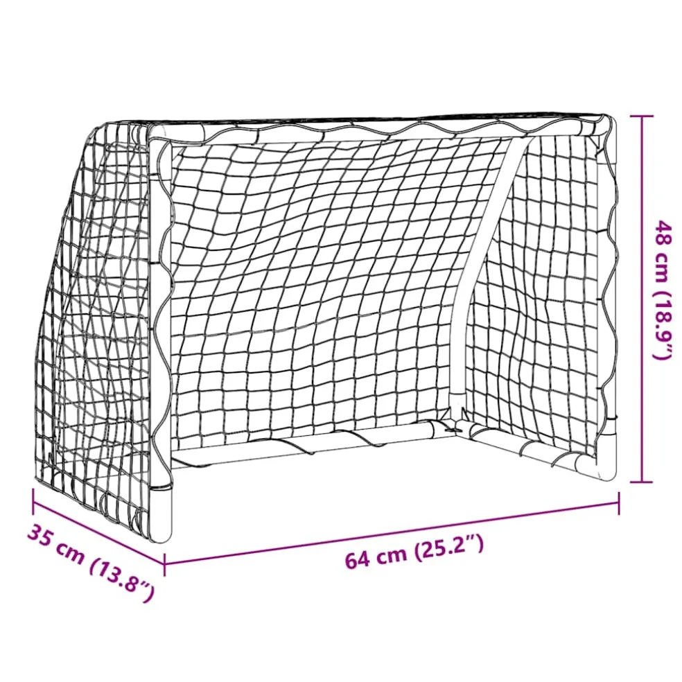 vidaXL Kindervoetbaldoelen 2 st met bal 64x35x48 cm metaal wit
